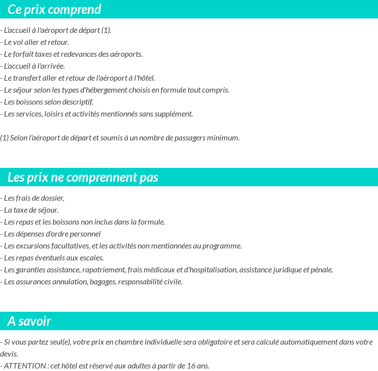 Conditions tarifaires