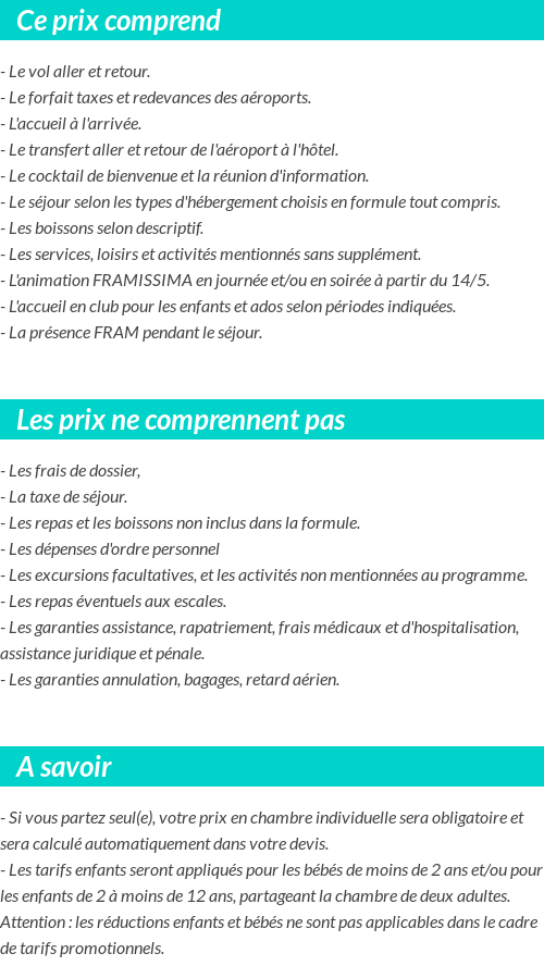 Conditions tarifaires