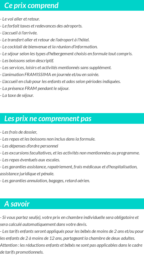 Conditions tarifaires