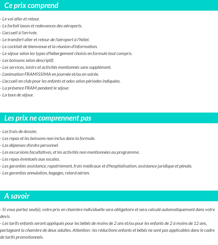 Conditions tarifaires