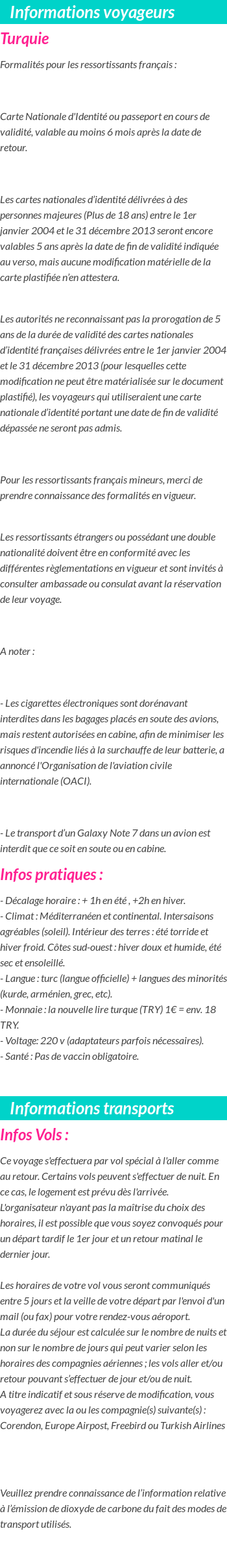 Formalités et infos voyageurs