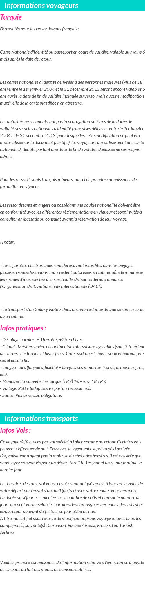 Formalités et infos voyageurs