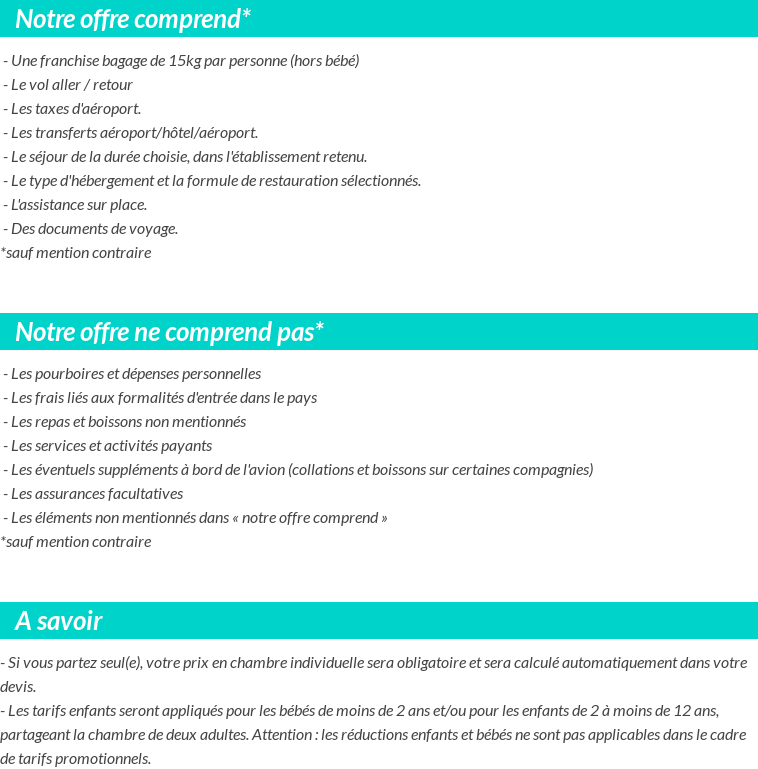 Conditions tarifaires