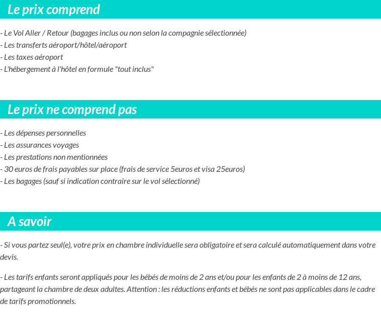 Conditions tarifaires