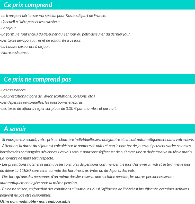 Conditions tarifaires