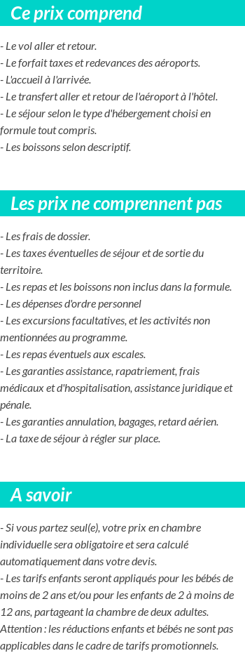 Conditions tarifaires