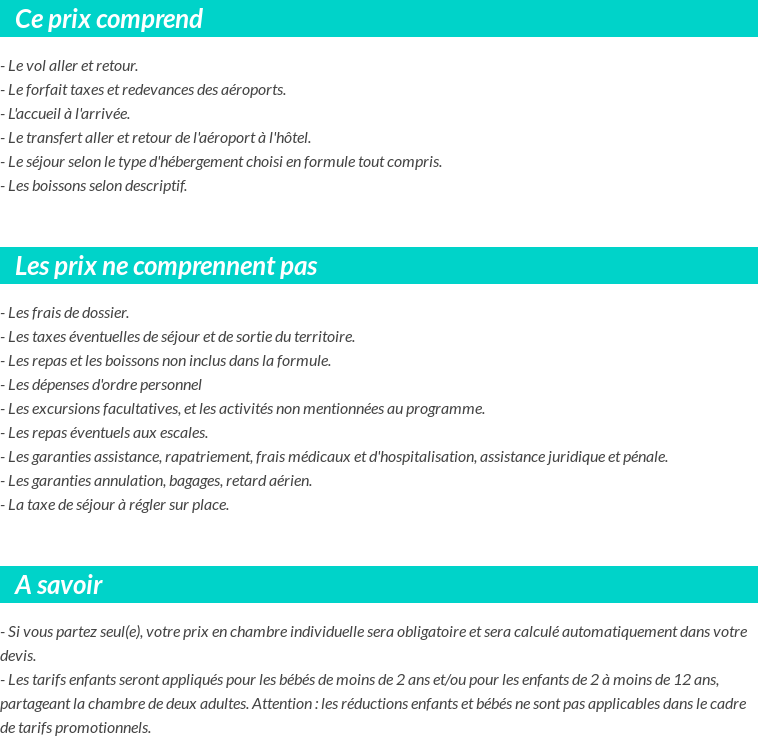 Conditions tarifaires