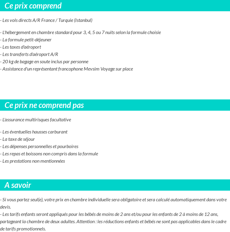 Conditions tarifaires