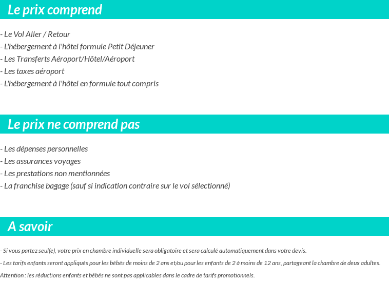 Conditions tarifaires