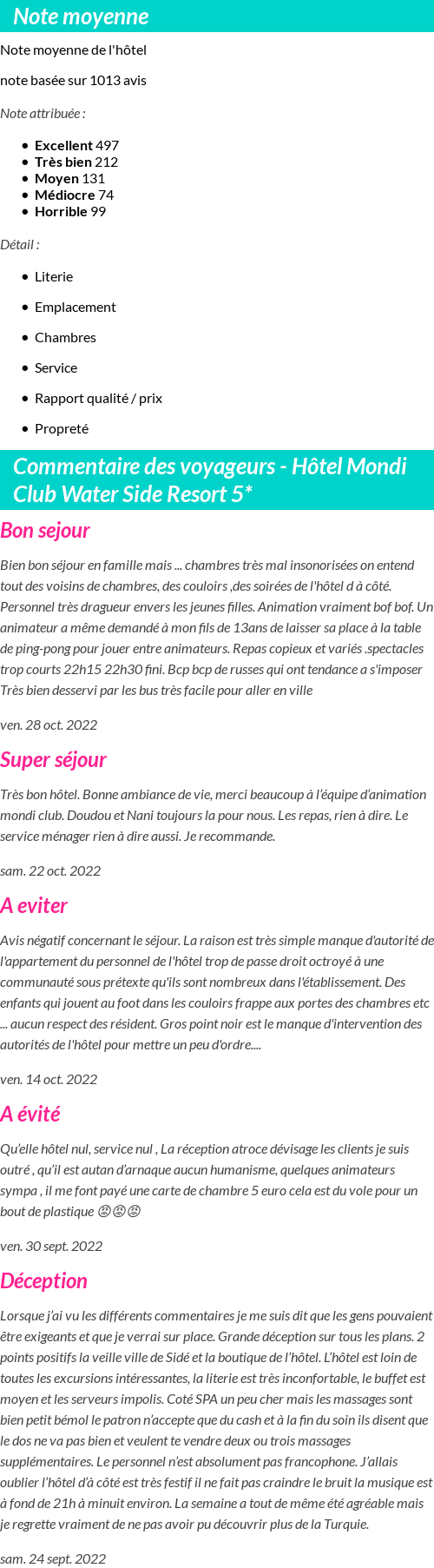 Avis clients