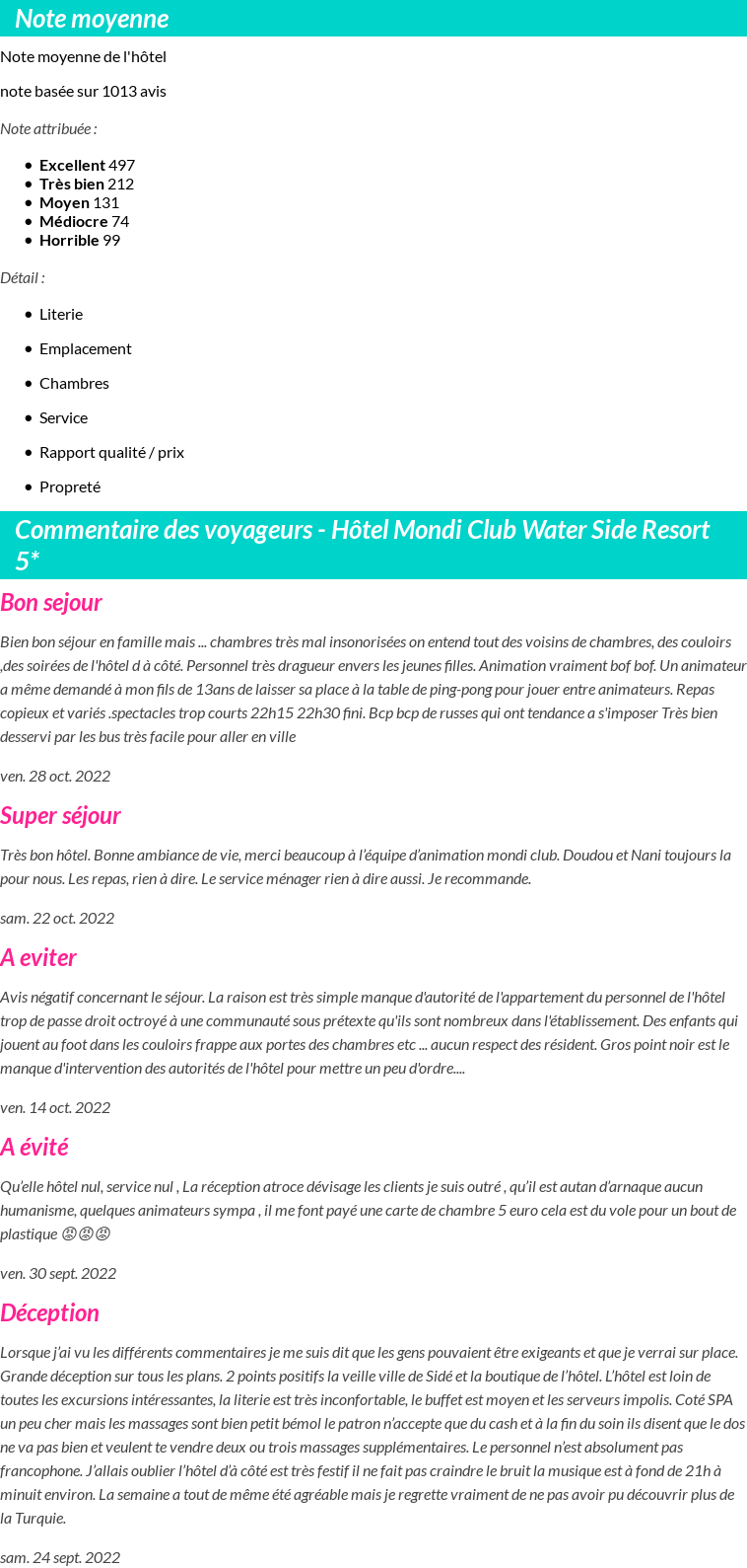 Avis clients