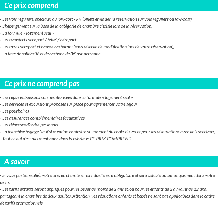 Conditions tarifaires