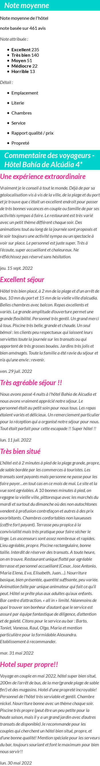 Avis clients