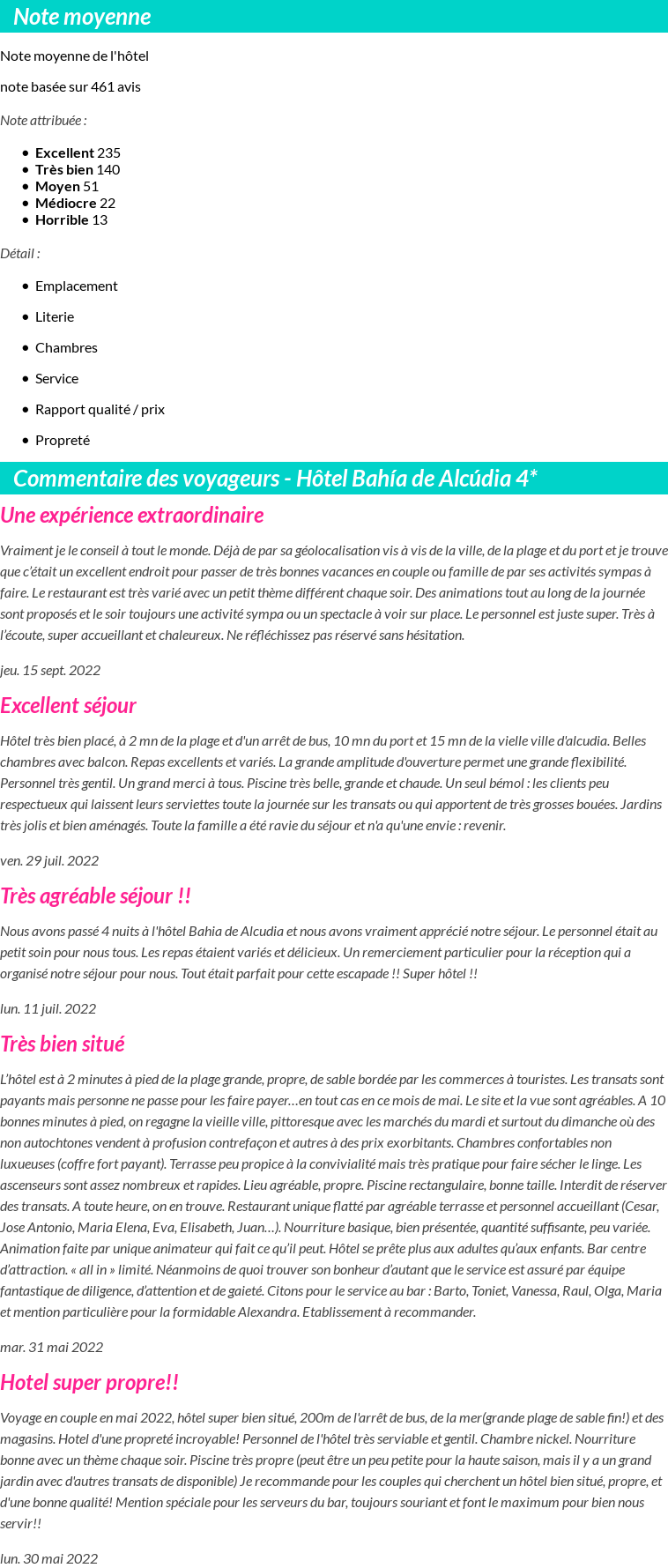 Avis clients