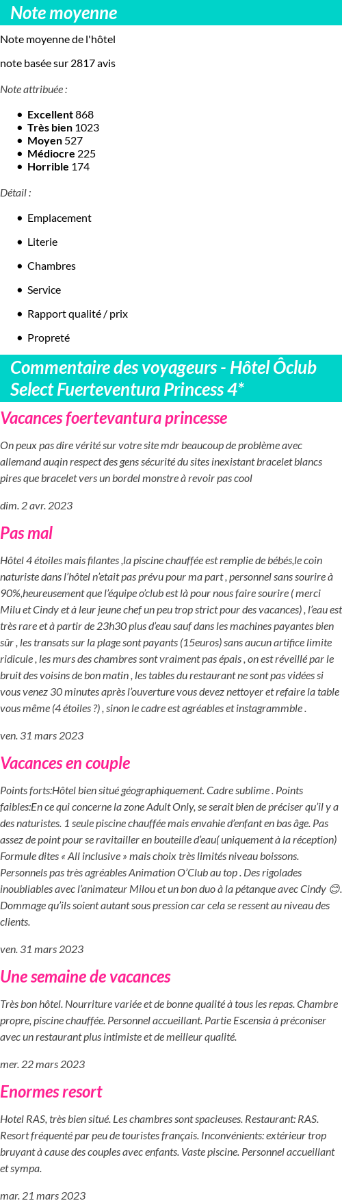 Avis clients