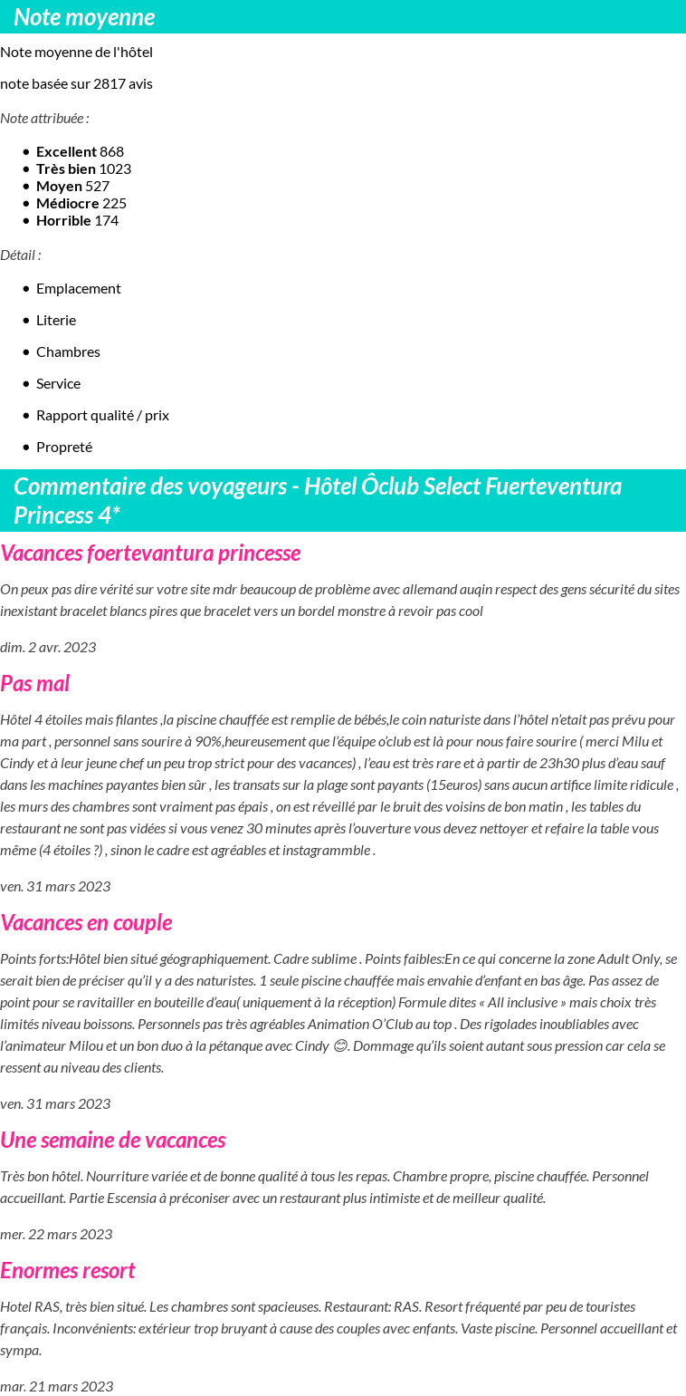 Avis clients