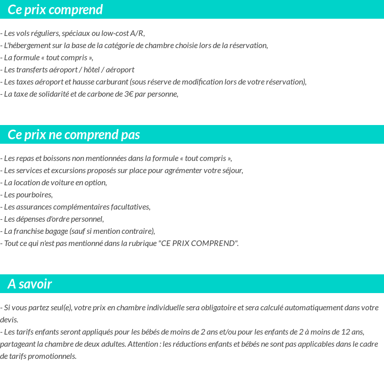 Conditions tarifaires