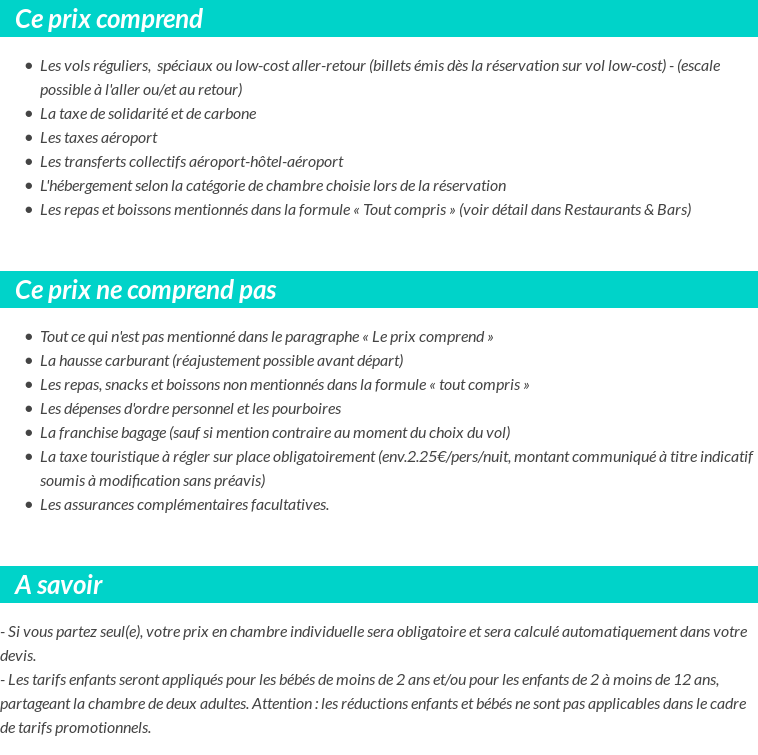 Conditions tarifaires