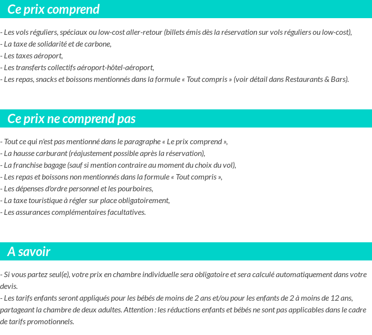 Conditions tarifaires