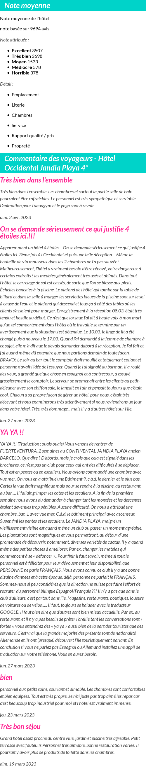 Avis clients