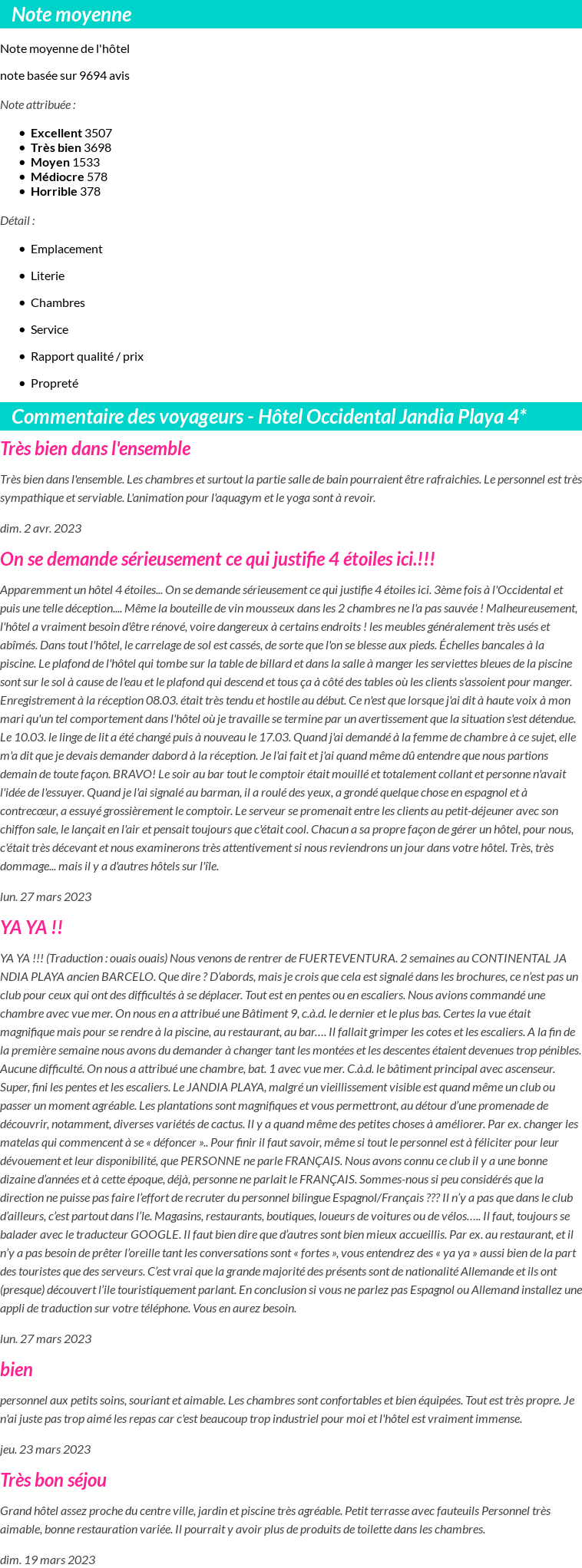 Avis clients