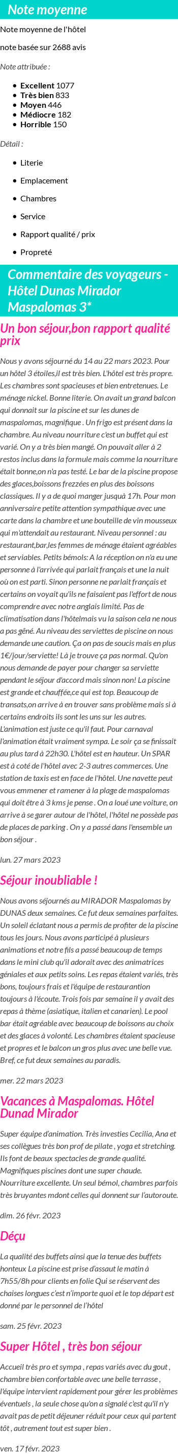 Avis clients