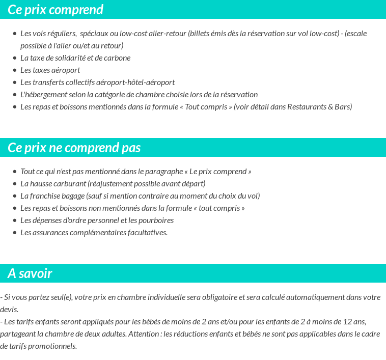 Conditions tarifaires