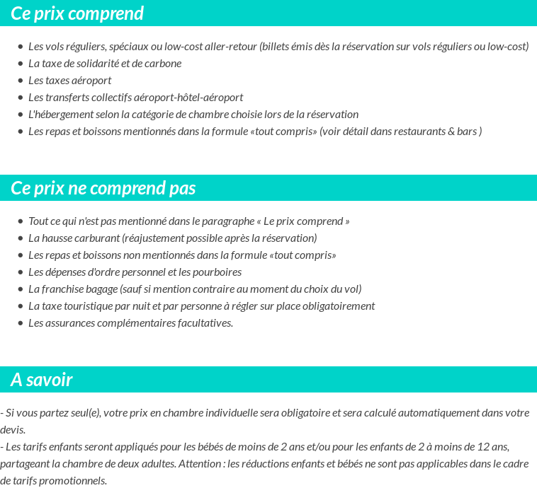 Conditions tarifaires