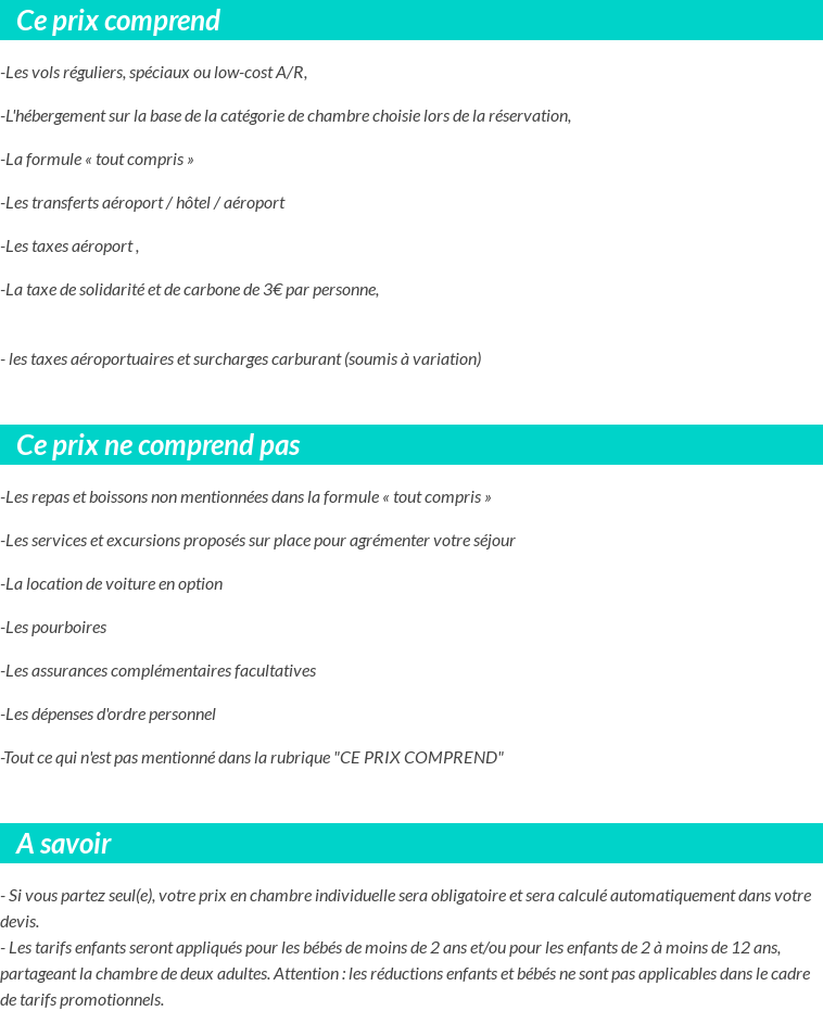 Conditions tarifaires