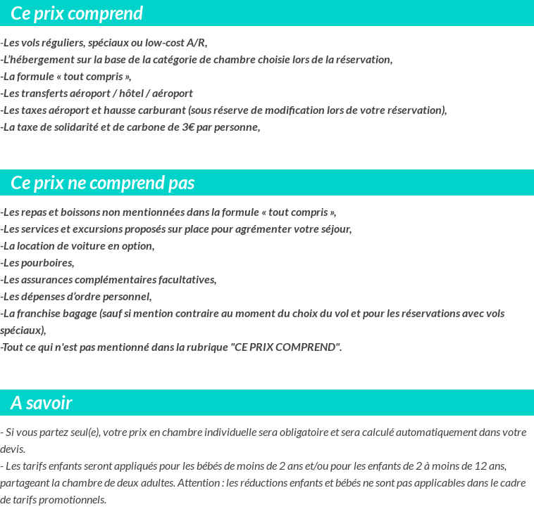 Conditions tarifaires