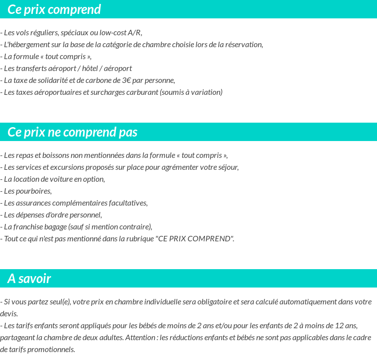 Conditions tarifaires