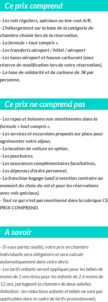 Conditions tarifaires