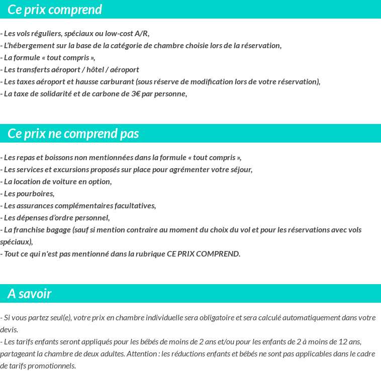 Conditions tarifaires