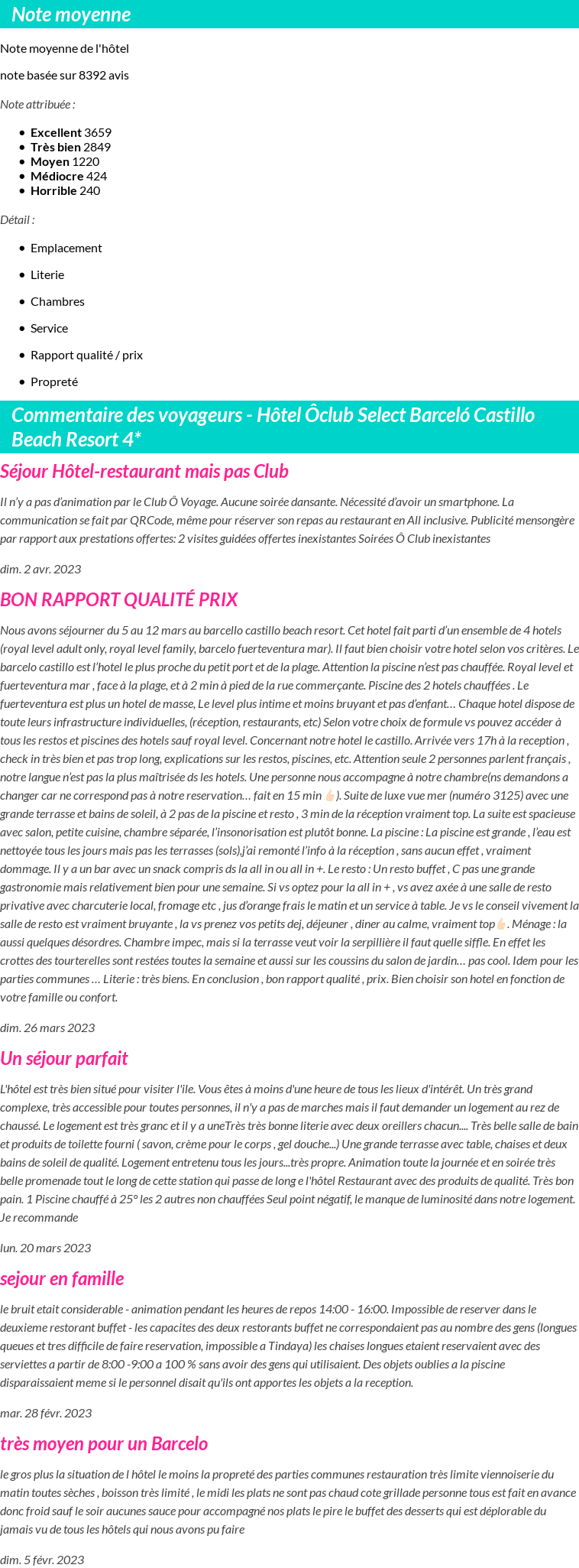 Avis clients