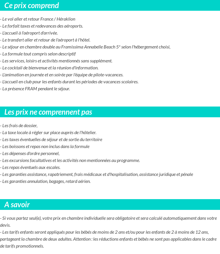 Conditions tarifaires