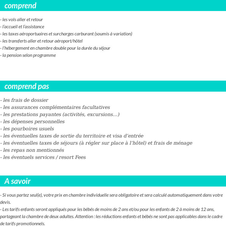 Conditions tarifaires