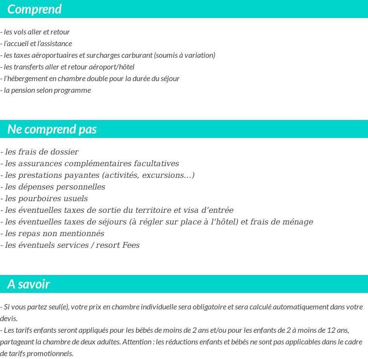 Conditions tarifaires