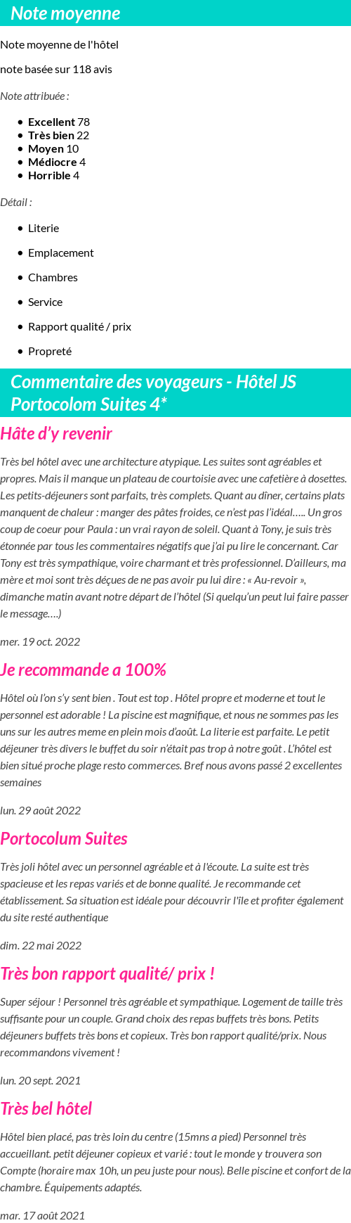 Avis clients