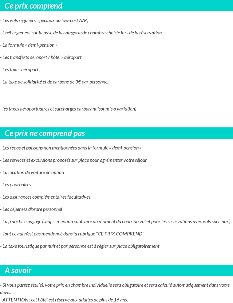 Conditions tarifaires