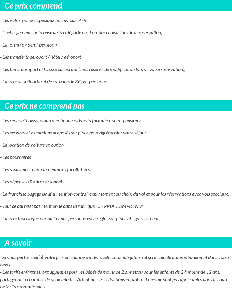 Conditions tarifaires