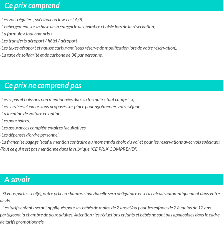 Conditions tarifaires