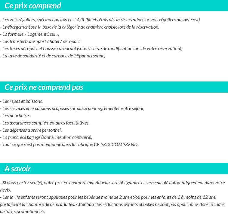 Conditions tarifaires