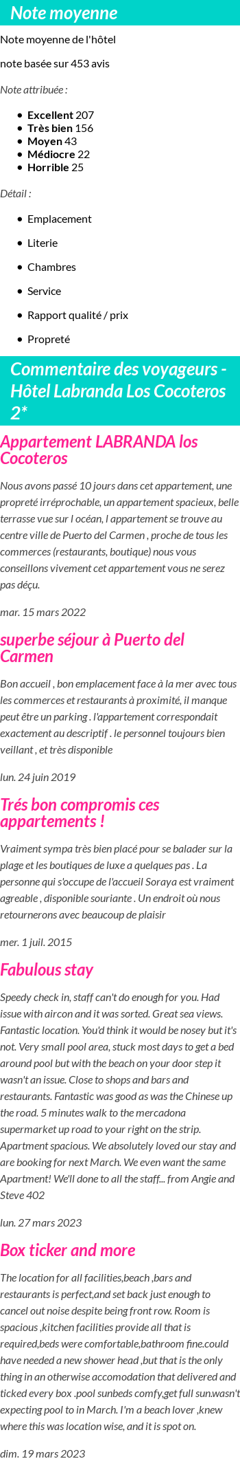 Avis clients