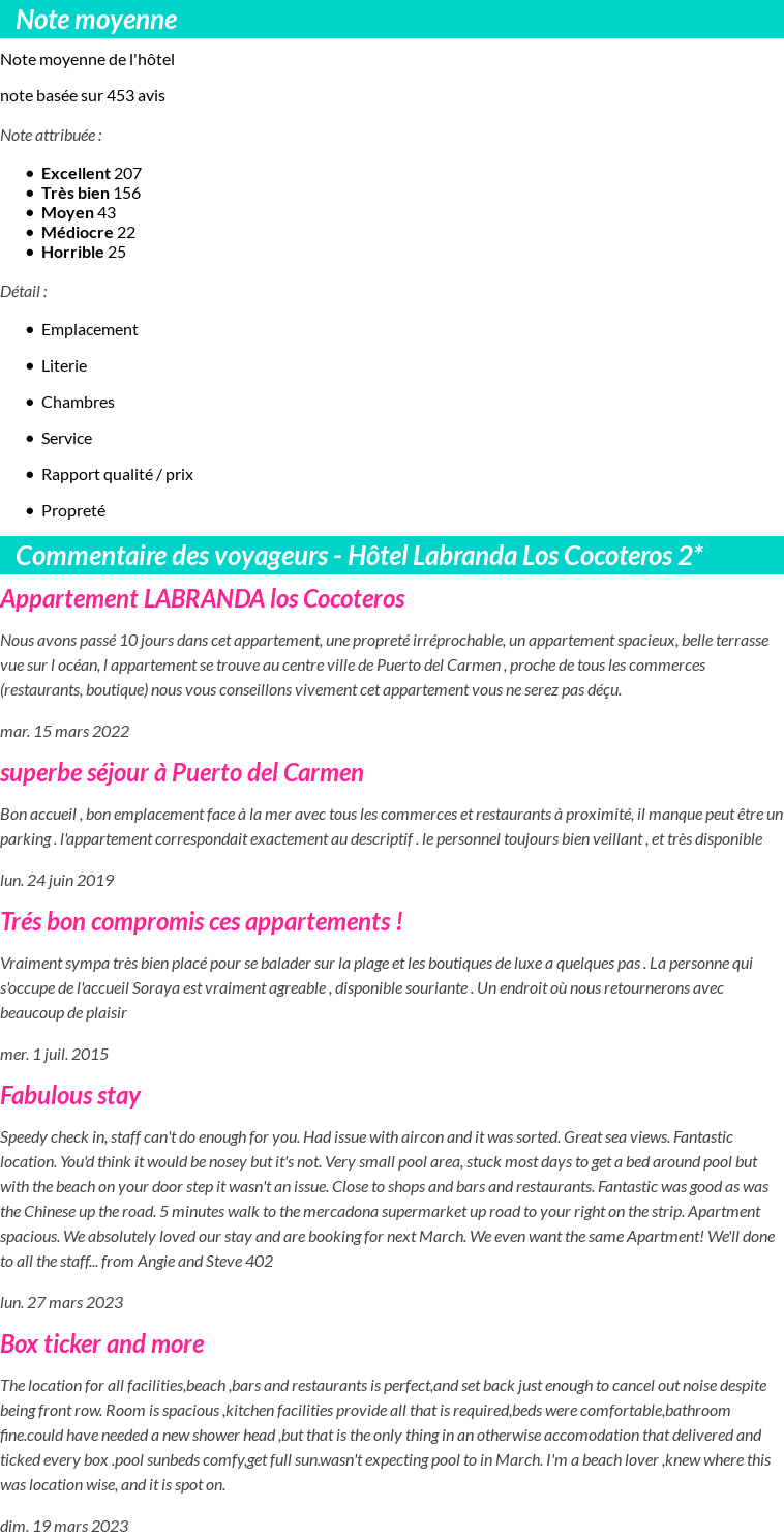 Avis clients