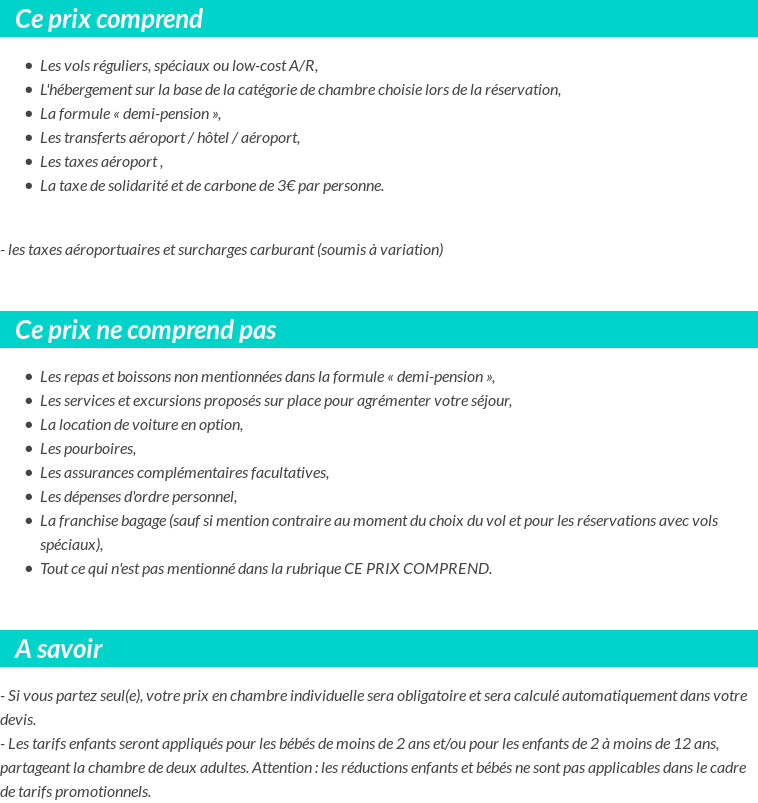 Conditions tarifaires