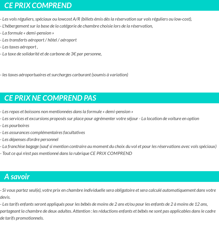 Conditions tarifaires