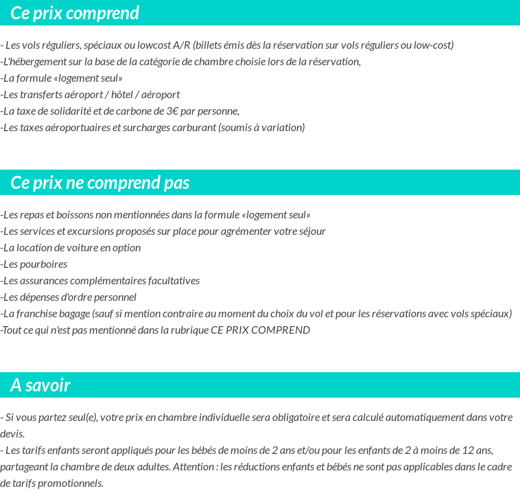 Conditions tarifaires