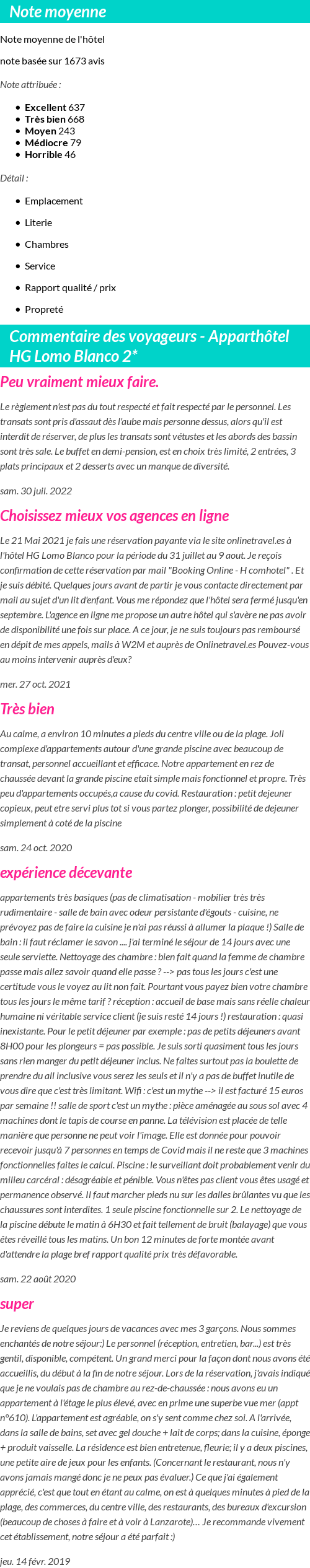 Avis clients
