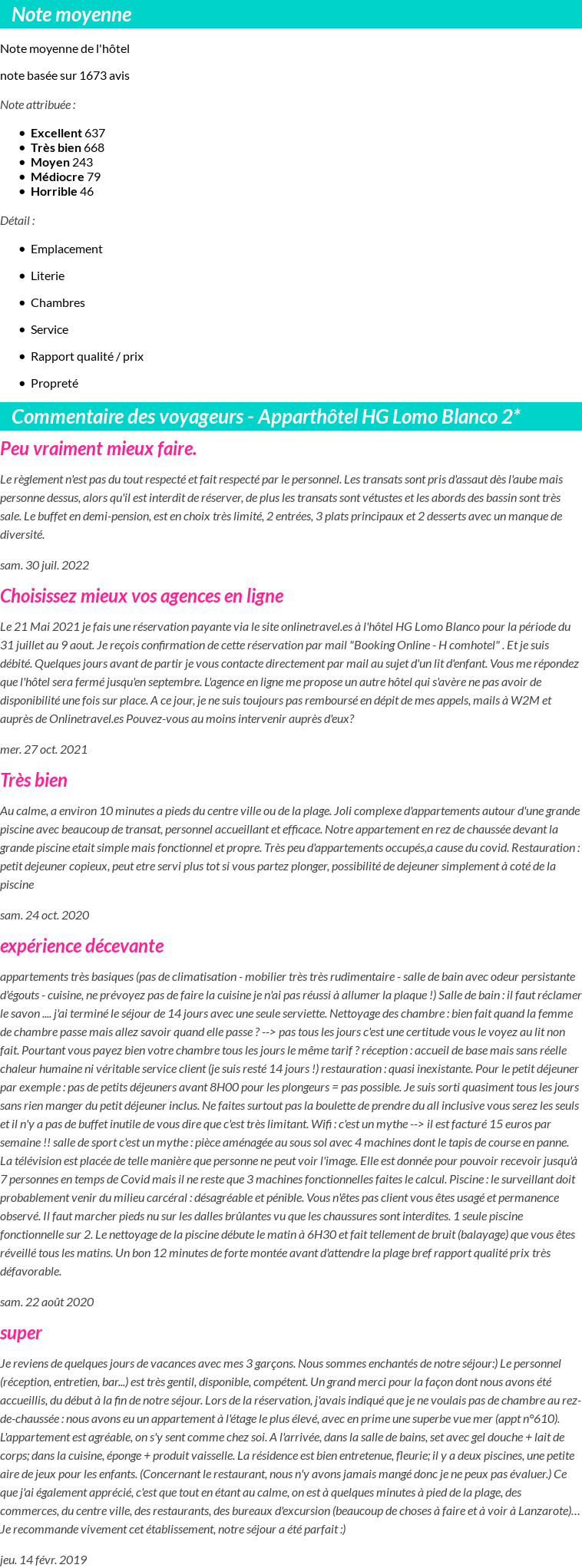 Avis clients