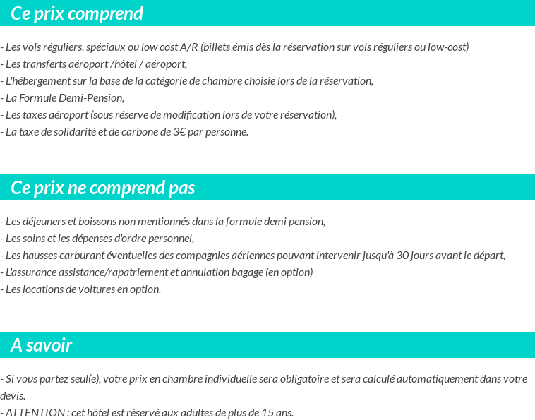 Conditions tarifaires